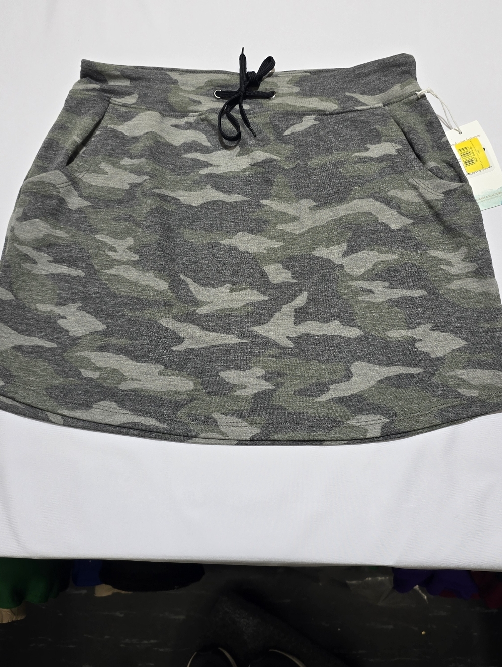 NWT Balance Collection Camouflage Drawstring Mini Skirt - Olive & Gray